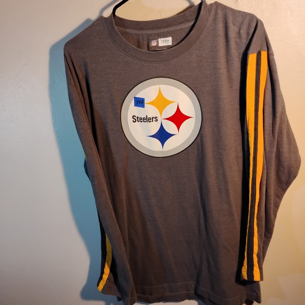 Pittsburgh Steelers NFL Apparel Long Sleeve Logo Sewn Stripe Sleeves Mens Large - Picture 8 of 16